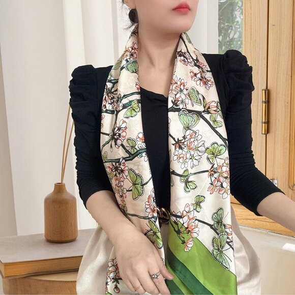 XL 43 Inch Extra Large Square Scarf Fashion Scarves Silk Feeling Hair Scarf Wrap - Picture 3 of 6